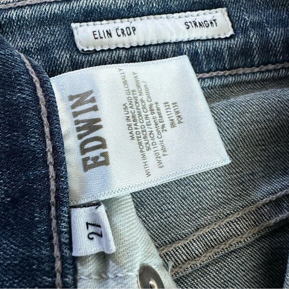 2/$25 Anthropologie Edwin Elin Jeans Midrise Crop Jeans Denim Fall Sz 27 - Picture 9 of 10